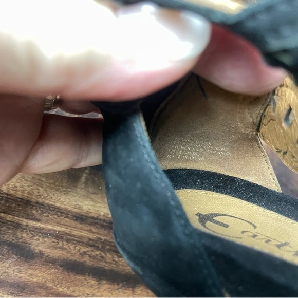 Earthies Black Leather Wedge Sandals size 9.5B - Picture 11 of 14